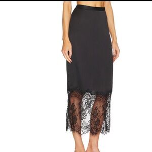 AllSaints Flora Lace Panel Midi Skirt NEW Black Size 4